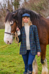 Teal Plaid Blazer - L