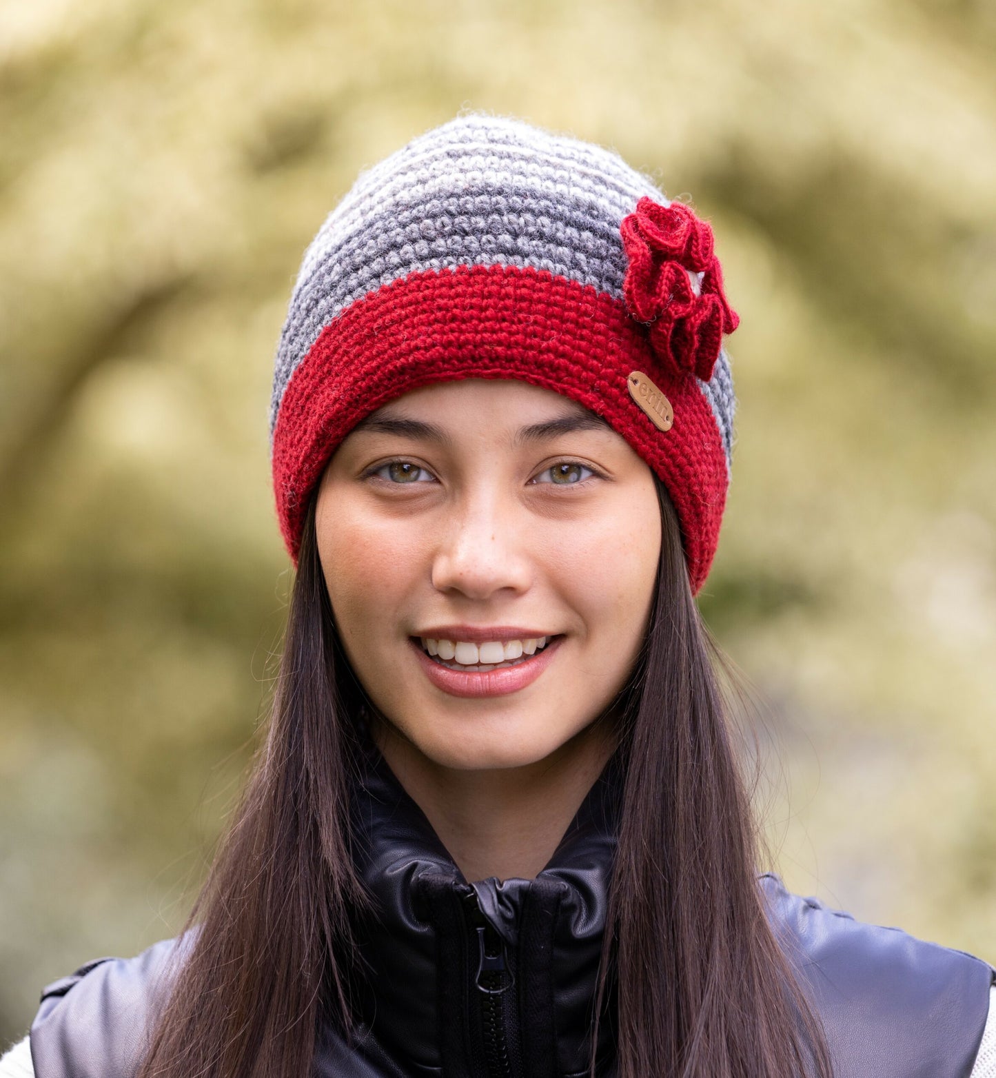 Red & Grey Crochet Hat