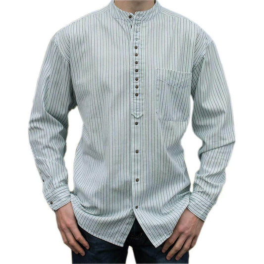 White Stripe Grandfather Shirt