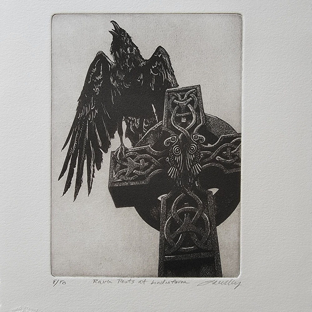 Raven Rests at Lindisfarne Print